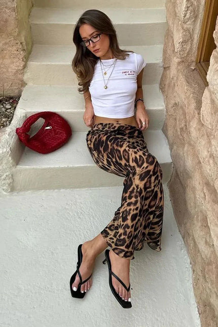 SAFARI – FALDA MAXI DE MUJER DE TIRO ALTO CON ESTAMPADO DE LEOPARDO, DISEÑO ELEGANTE Y AJUSTE CÓMODO